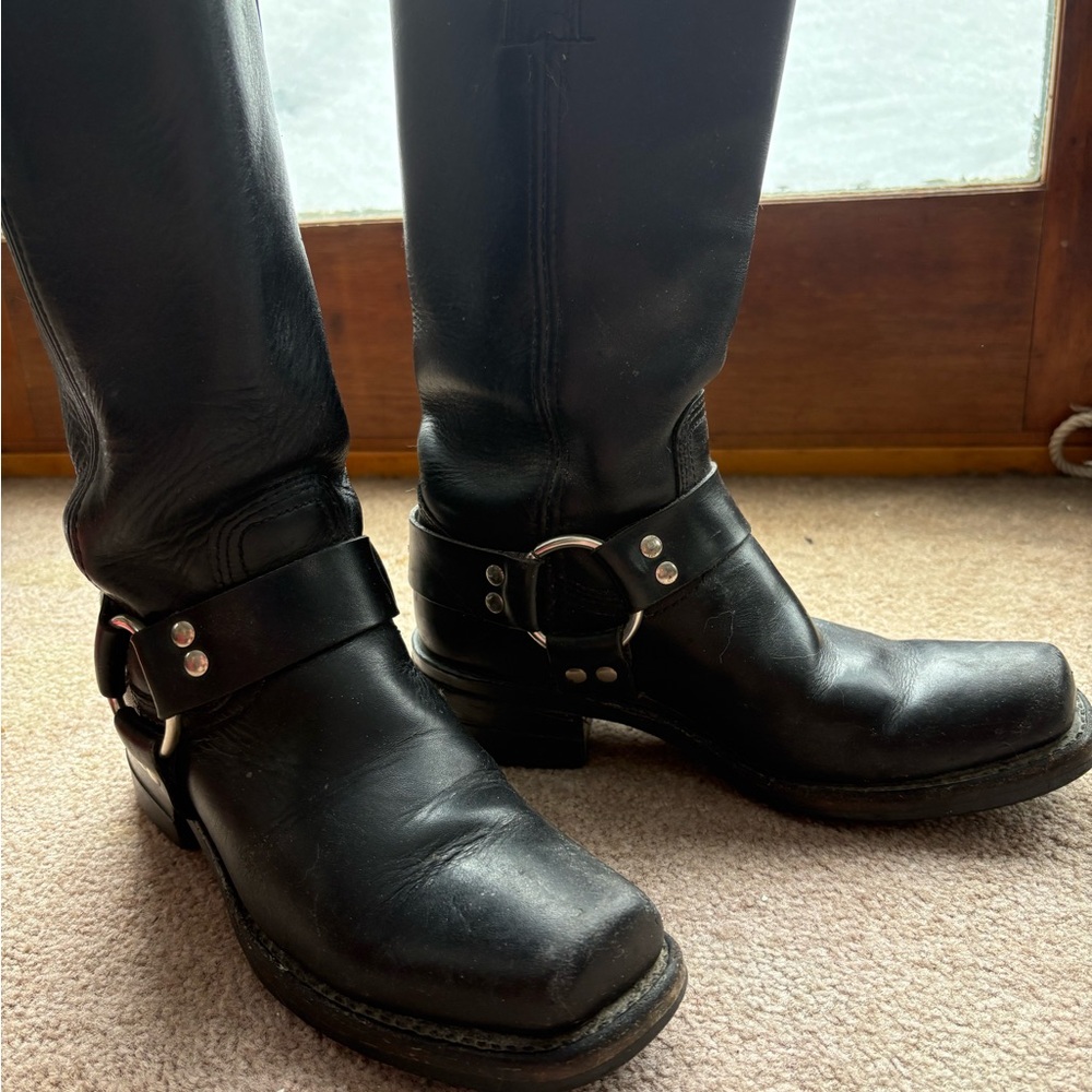 Frye Black Leather Harness Riding Boots - Picture 2 of 11